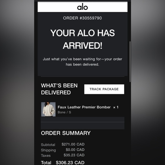 ALO Yoga Faux Leather Off-White Premier Bomber Jacket S *LNWOT* - Picture 11 of 11